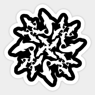 shark circle (white) Sticker